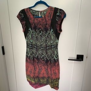 Printed dress with asymmetrical hem